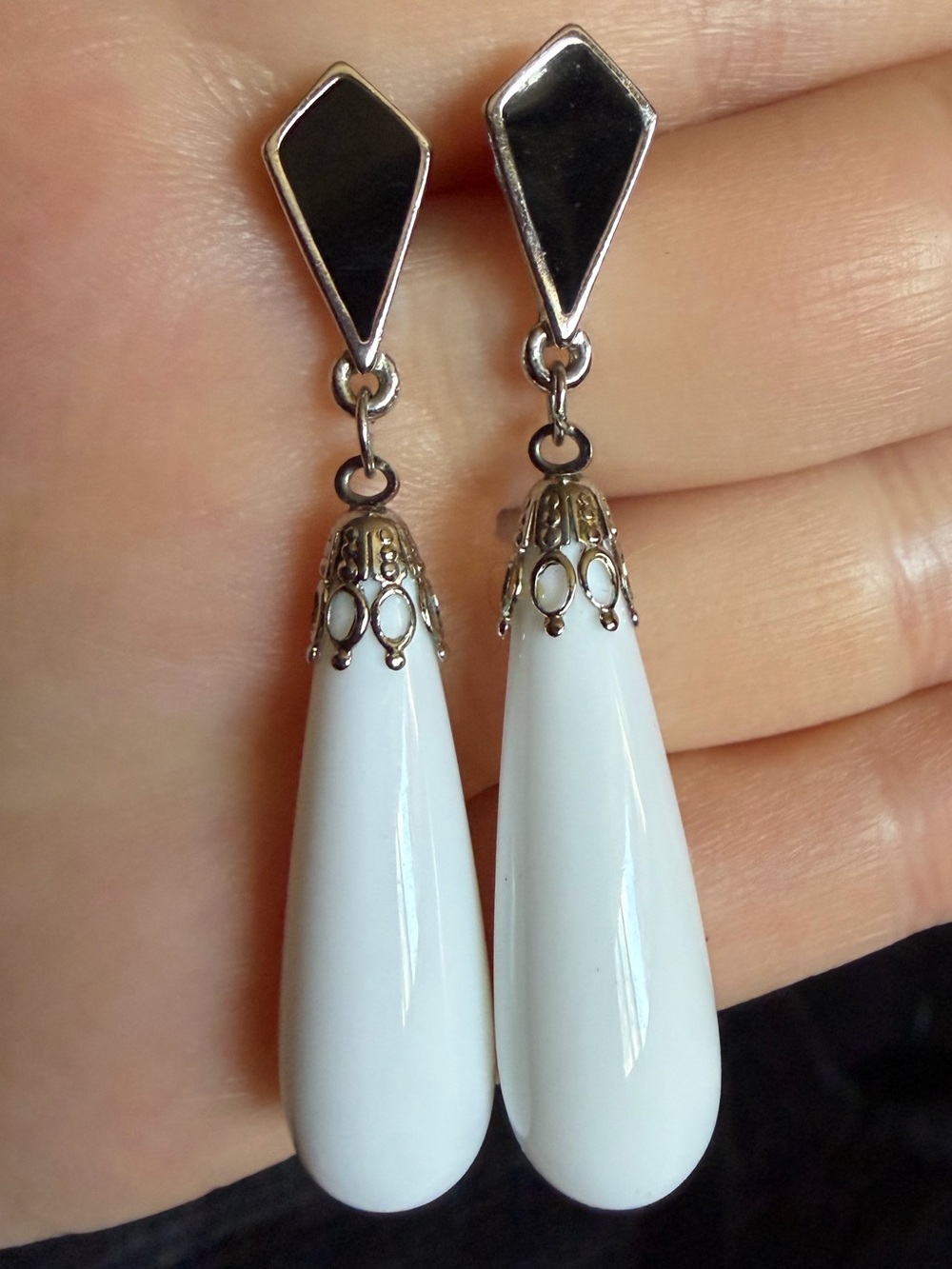 2/$30 Elegant White Teardrop Dangle Earrings - Classic Women Jewelry